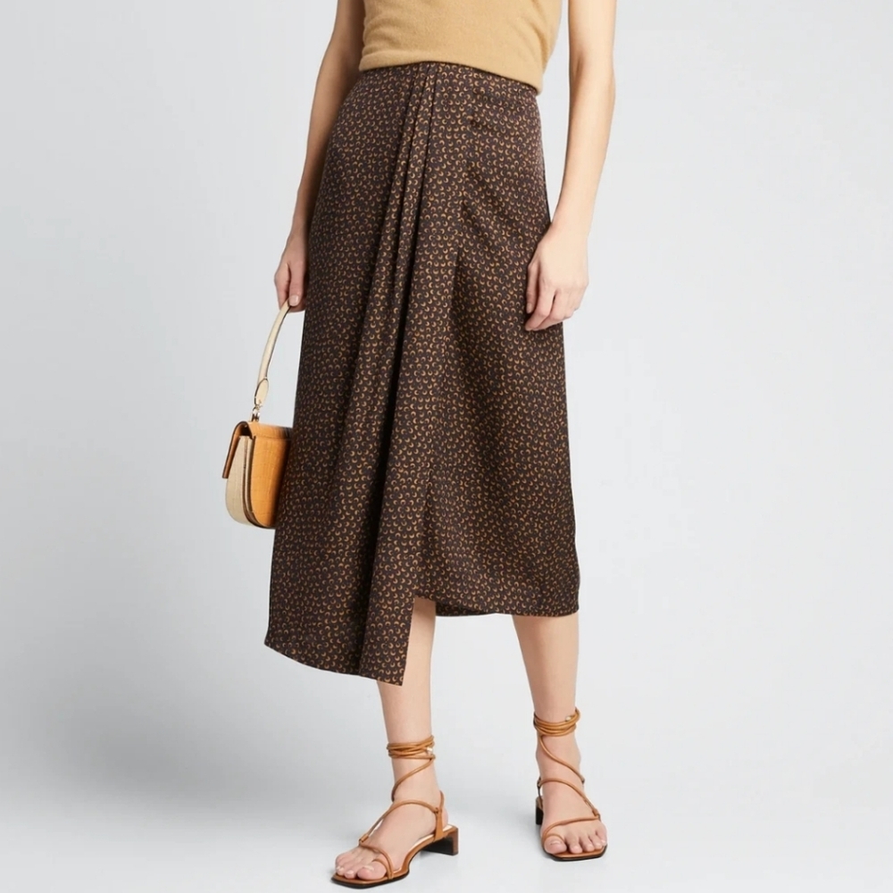 VINCE Star Dot Asymmetric Drape Skirt Size 0